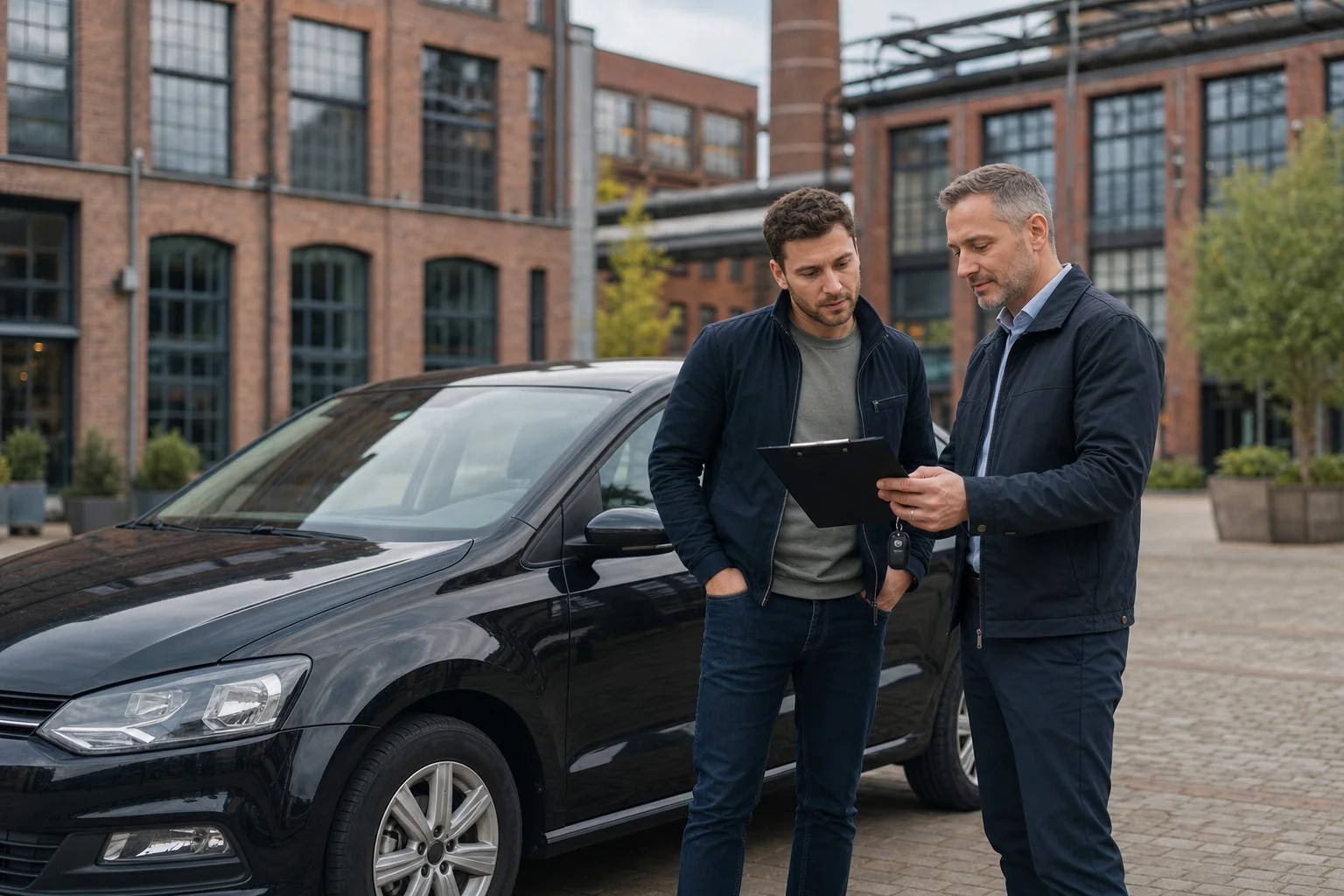 Fahrzeughalter und Ansprechpartner prüfen die Fahrzeugangaben direkt am Auto